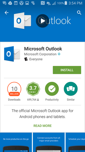 install Outlook app for Android